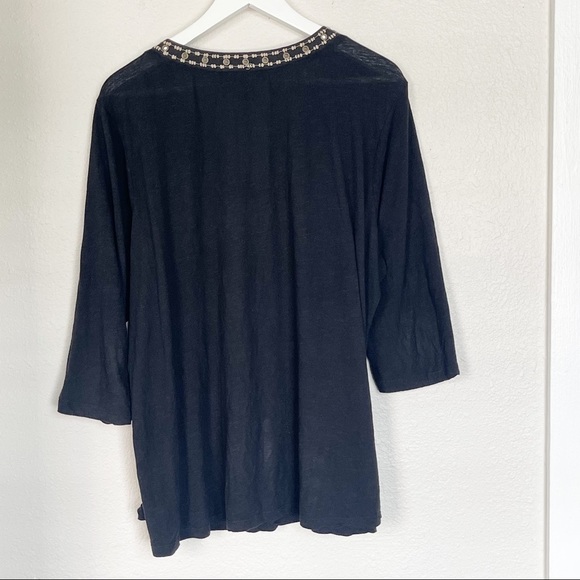 Lucky‎ Brand Grommet Notched Tunic Top Womens Size 2X Embroidered Boho - Picture 3 of 6